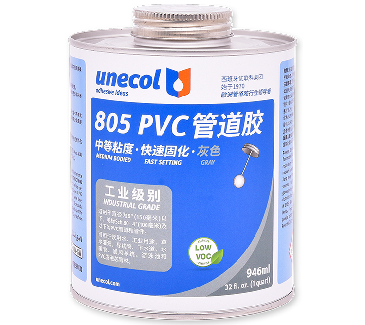 優聯科unecol805膠水 PVC管道膠 灰色 透明(圖2)